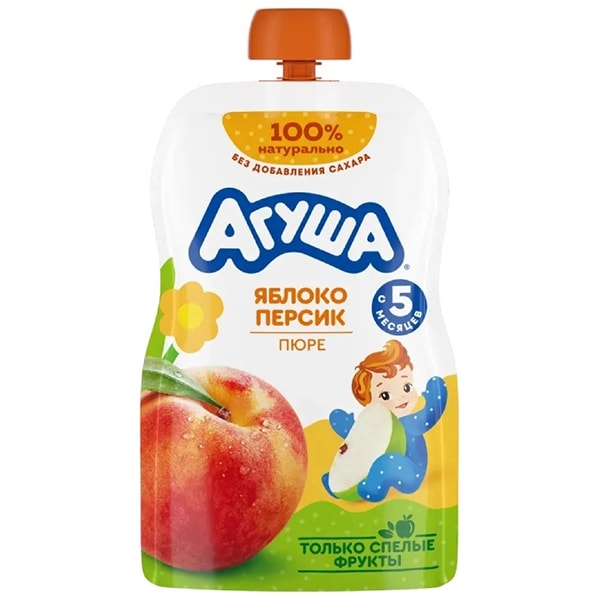 Детское пюре Агуша яблоко, персик 90 г.
